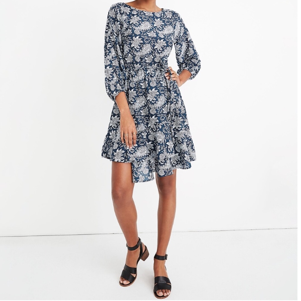 Apiece Apart Sabine Cotton Silk Floral Print Mini Dress Sz 0